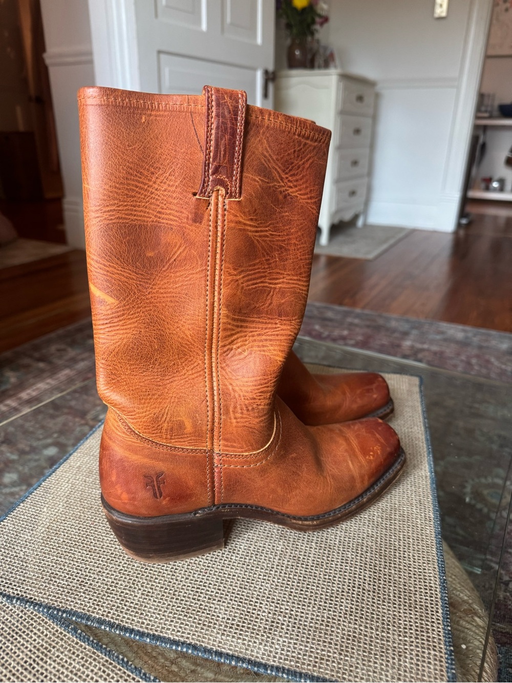 FRYE Black Label, Campus Boot, Square Toe, Distressed Made In USA size M8 W10